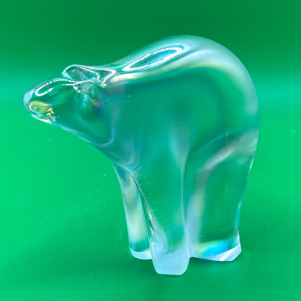 Glass Crystal Polar Bear Sculpture - Signed